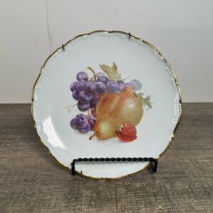Vintage Schumann Arzberg Germany Fruit Plate Gold Trim
